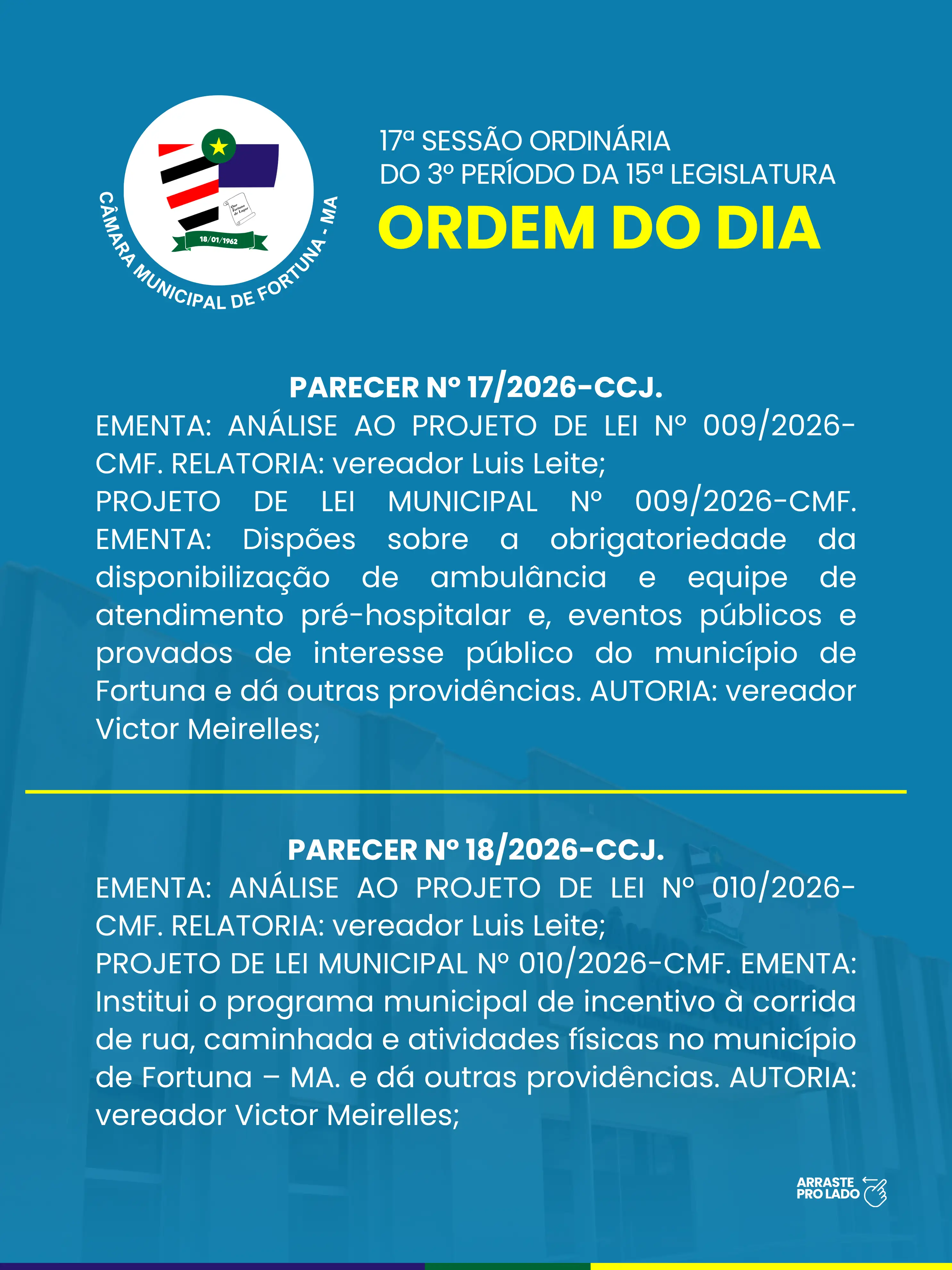 Foto 2 – 📢 ORDEM DO DIA – 17ª SESSÃO ORDINÁRIA